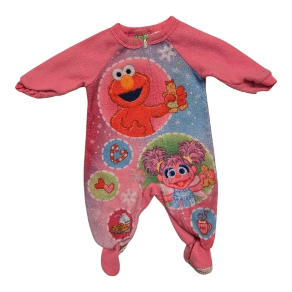Vintage Y2k 2007 Sesame Street Christmas Footie Pajamas